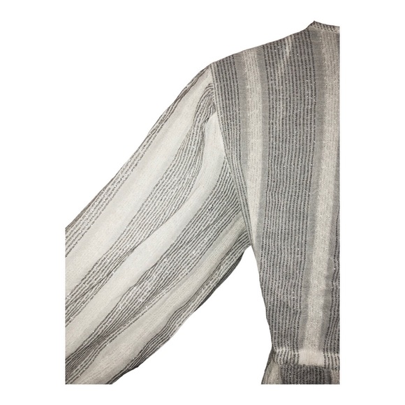 Blue Island white silver metallic low cut blouson sleeve embroidered mini dress - Picture 3 of 16